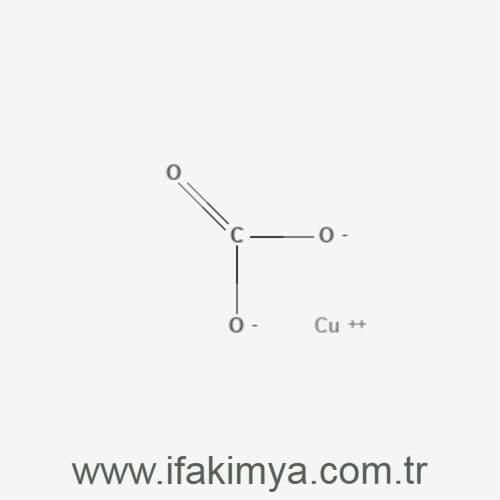 Yeşil-mavi toz formunda bakır karbonat kimyasalı – CuCO₃