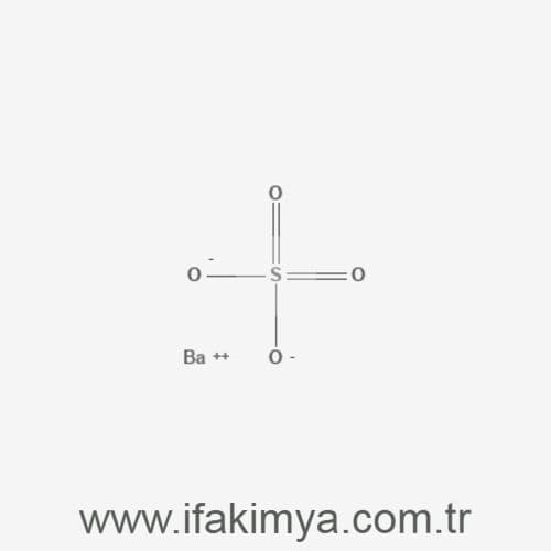 Beyaz toz formunda baryum sülfat (BaSO₄) kimyasal hammaddesi.